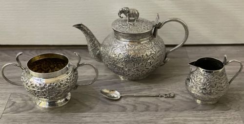 Impressive Indian Silver Three Piece Tea Set