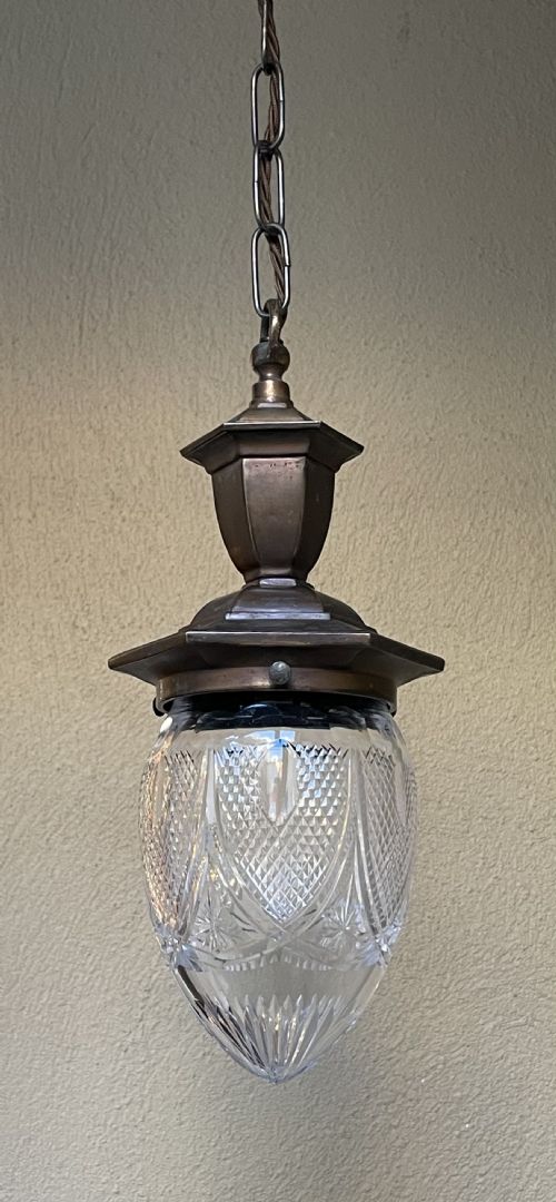 Edwardian Period Cut Glass Light Pendant Lantern