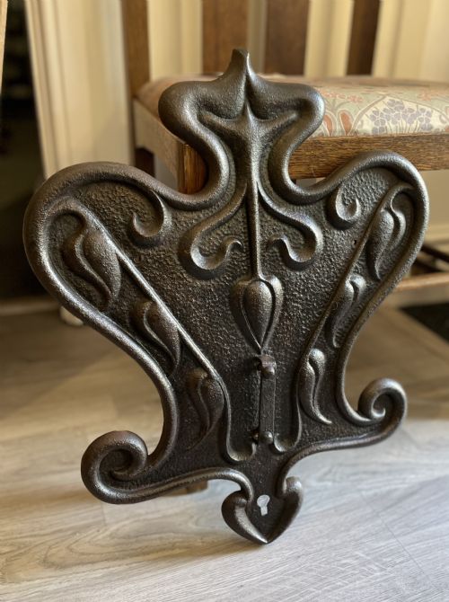 Rare Very Large Art Nouveau Cast Iron Safe Escutcheon Key Plate