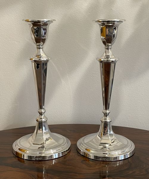 Good Pair of Edwardian Solid Silver Candlesticks, 1907