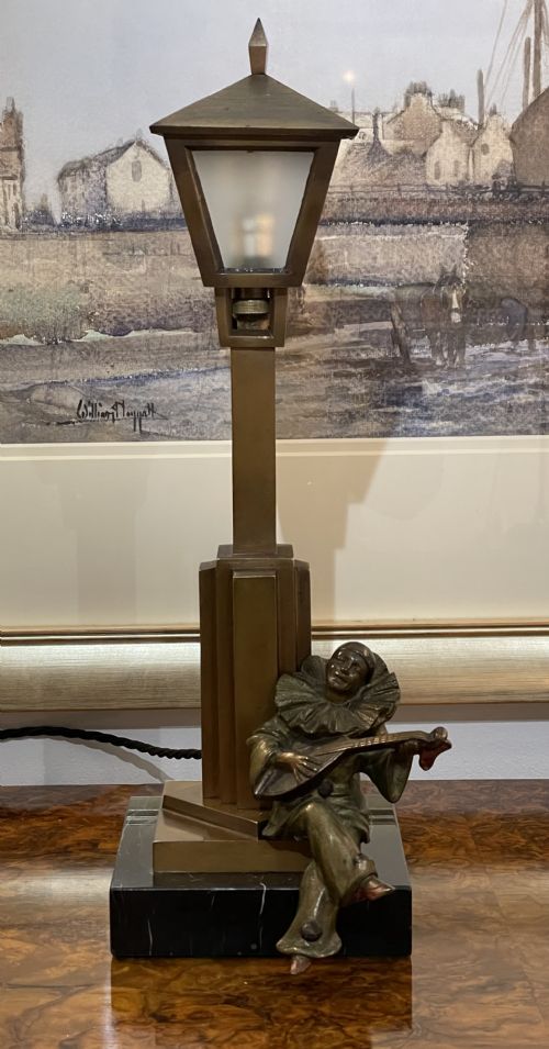 Art Deco Pierrot Bronze Table Lamp