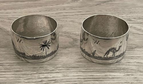 Pair of Niello Silver Napkin Rings