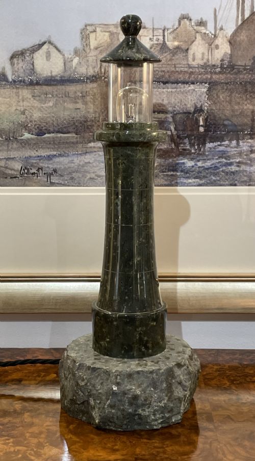 Cornish Serpentine Lighthouse Table Lamp