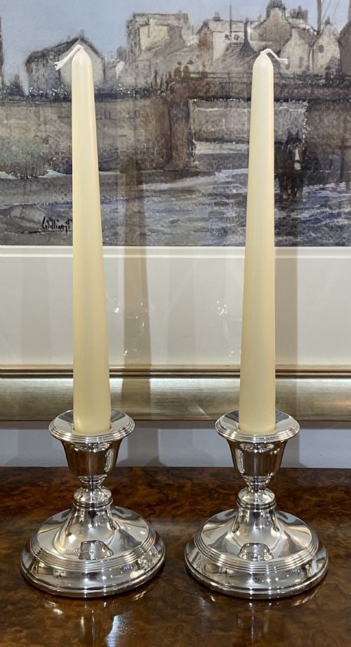 Pair of George V Solid Silver Candlesticks, 1927