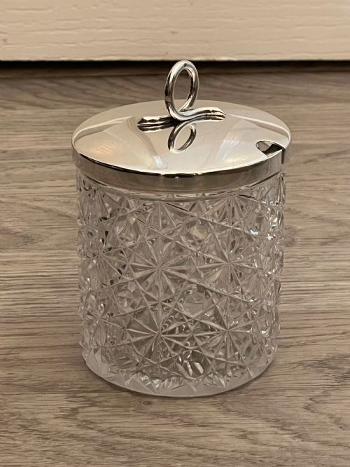 Victorian Silver & Cut Glads Preserve Jam Pot by Hukin & Heath