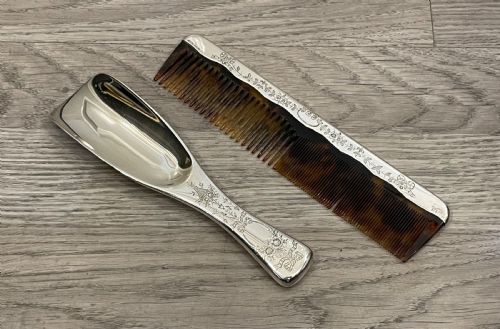 Solid Silver Shoe Horn and Comb