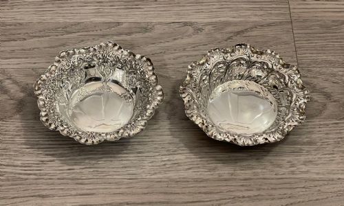Pretty Matched Pair of Victorian Silver Bon Bon Dishes