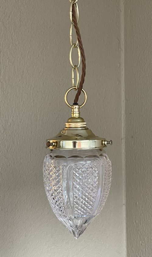 Edwardian Period Cut Glass Tear Drop Light Pendant