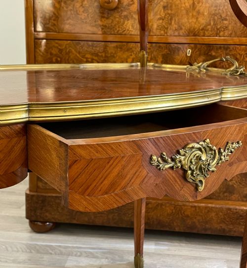 A FRENCH LATE 19TH CENTURY KINGWOOD ETAGERE WITH GLASS TRAY LINKE STYLE - ADDITIONAL PHOTO 5