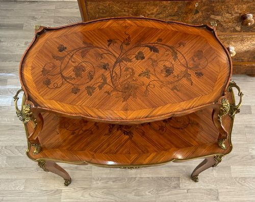 A FRENCH LATE 19TH CENTURY KINGWOOD ETAGERE WITH GLASS TRAY LINKE STYLE - ADDITIONAL PHOTO 10