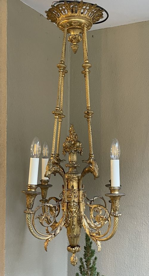 Superb Quality French Ormolu Chandelier by F Barbedienne Paris.