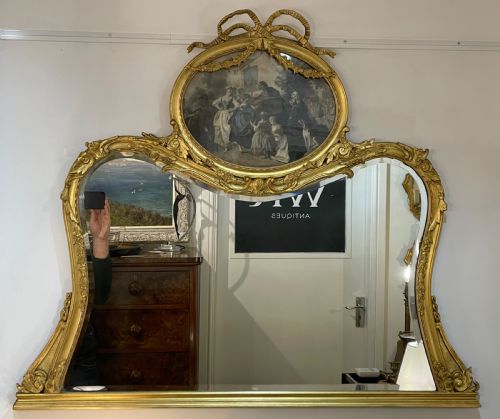 Late 19th Century French Gilt Mantle Mirror