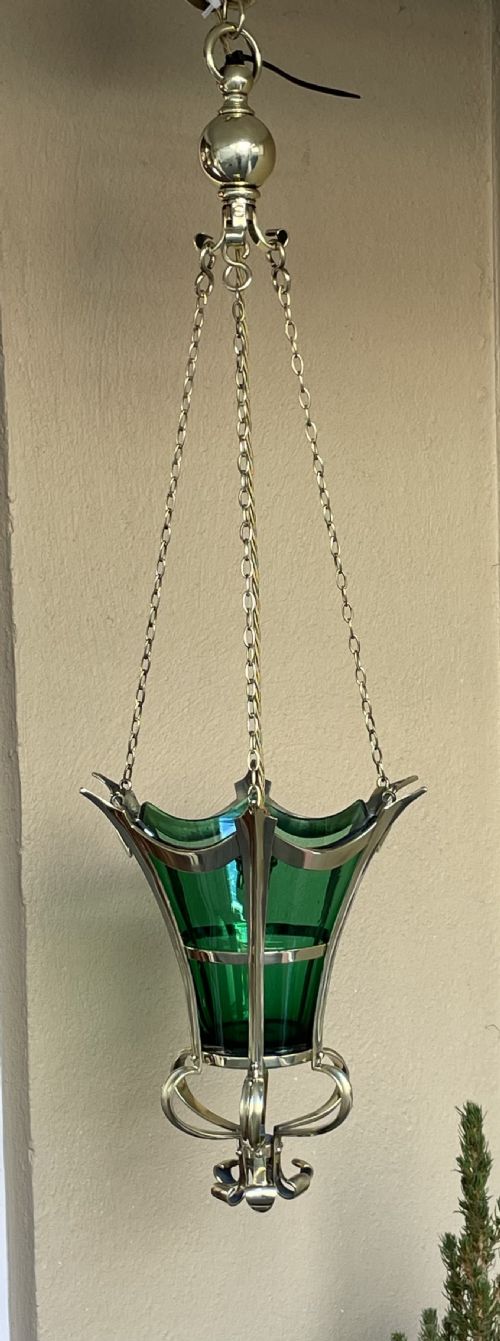 Arts & Crafts Brass Hanging Light Lantern by Gec