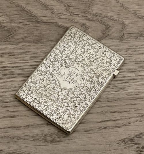 Good Victorian Solid Silver Card Case by Colen Hewer Cheshire, Hallmarked Birmingham 1894