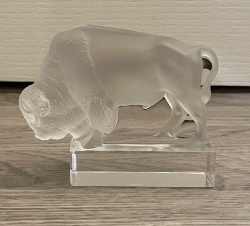 Rene Lalique Glass Bison Paperweight