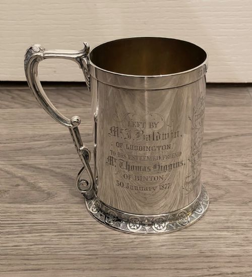 Victorian Solid Silver Pint Tankard, George Unite, 1865
