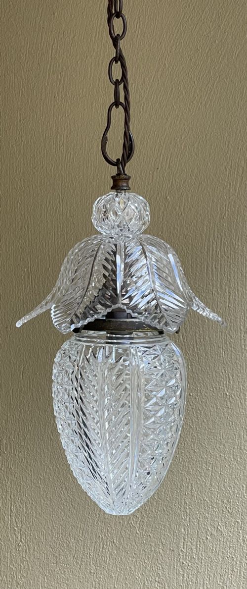 Edwardian Cut Glass Hall Pendant Light