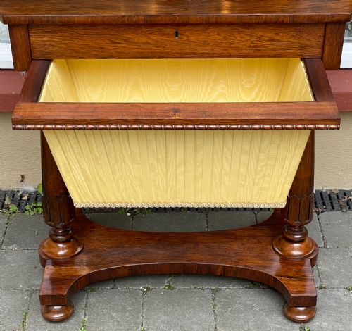 EARLY VICTORIAN ROSEWOOD SEWING TABLE MANNER OF GILLOWS - ADDITIONAL PHOTO 5