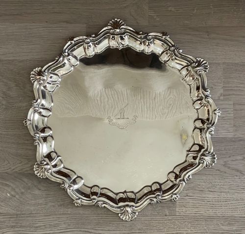 Irish Silver Salver Tray, Dublin, 1907 with Crest for Young Family Press Through 661 G