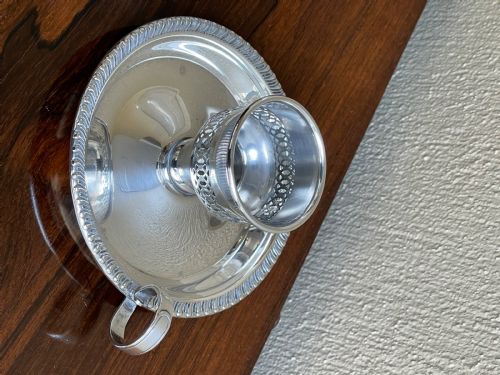 ART DECO SILVER CHAMBERSTICK WITH GLASS SHADE - ADDITIONAL PHOTO 3