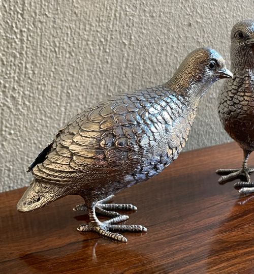 fig 1. Pair of Elizabeth II Silver Partridges Grouse by Edward Barnard