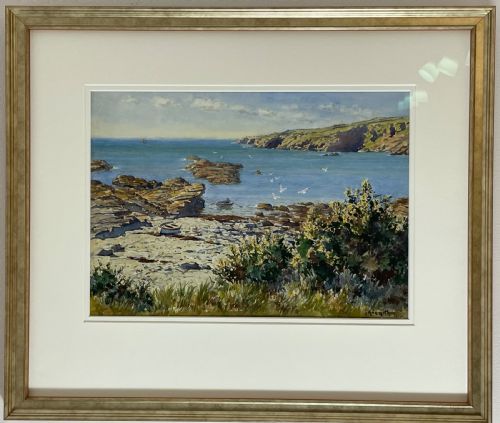 John Ernest Aitken Coastal Watercolour of Perwick Isle of Man