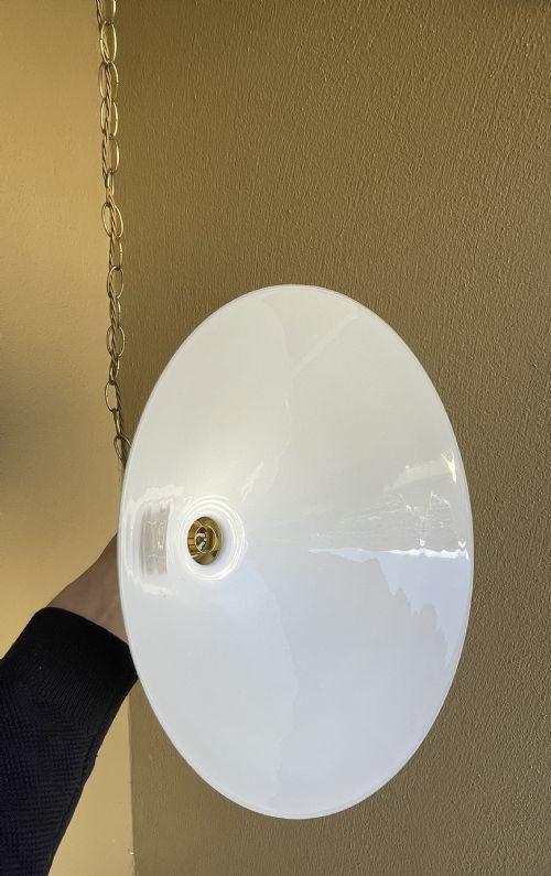 LARGE OPALINE CONICAL HANGING LIGHT PENDANT - ADDITIONAL PHOTO 3