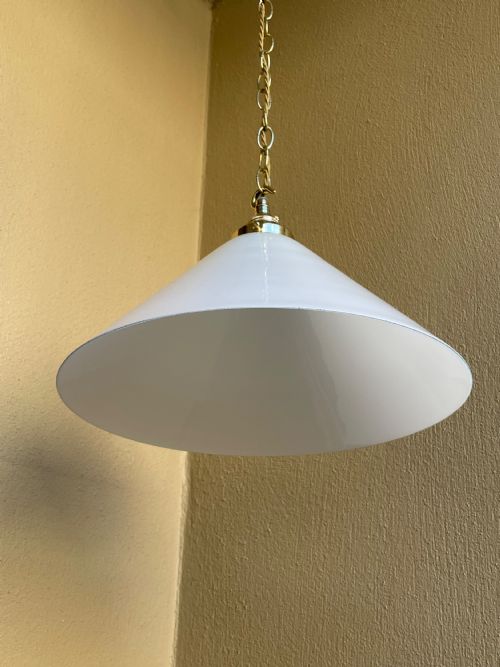 LARGE OPALINE CONICAL HANGING LIGHT PENDANT - ADDITIONAL PHOTO 2