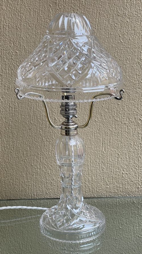 CUT GLASS CRYSTAL MUSHROOM LAMP BY STUART CRYSTAL - ADDITIONAL PHOTO 3