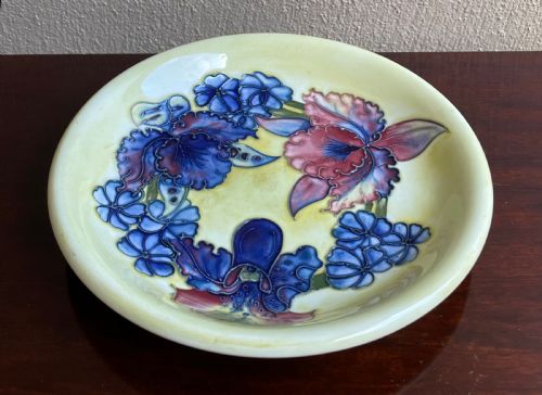 Moorcroft Shallow Bowl in the Orchid Pattern