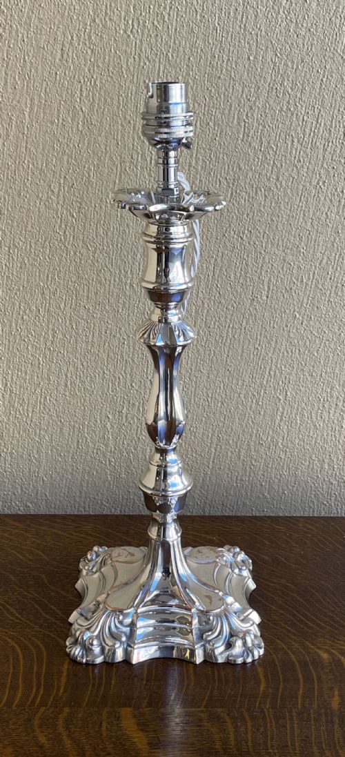 EDWARDIAN SILVER PLATED TABLE LAMP