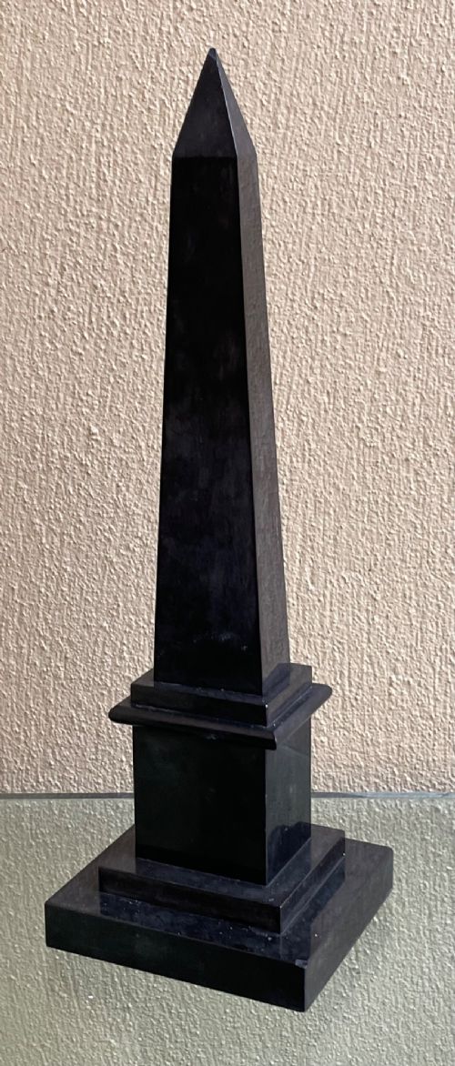 19th Century Black Ashford Marble Obelisk Desk Thermometer View V