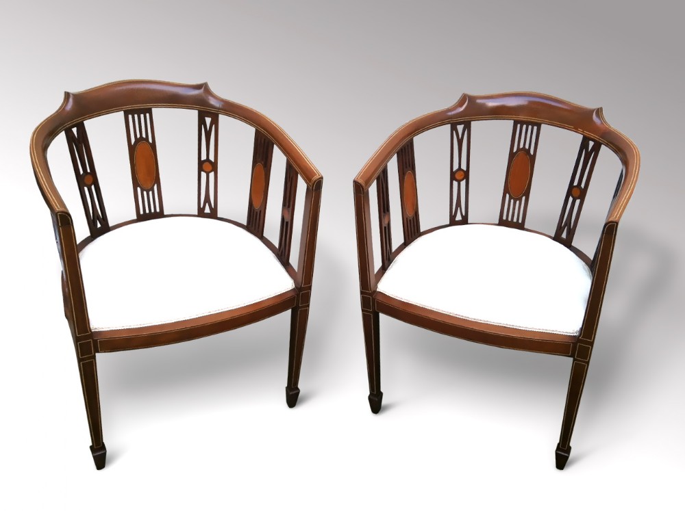 Pair of Edwardian Mahogany Club Chairs
