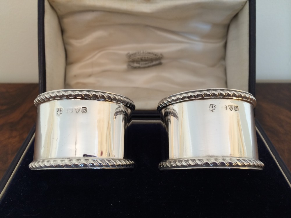 Pair of Silver Napkin Rings in Original Case
