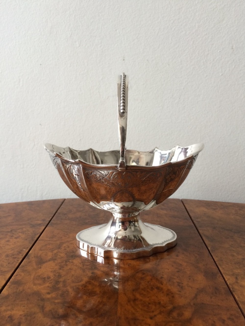 Victorian Silver Swing Handle Basket, London 1885
