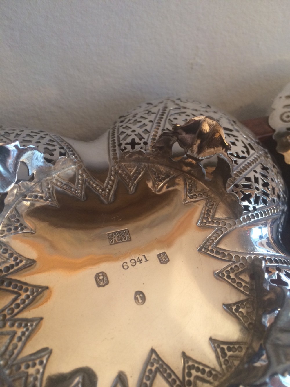 Pair Scottish Victorian Silver Bon Bon Dishes, hallmarked Edinburgh 1898 by Hamilton & Inches View VII