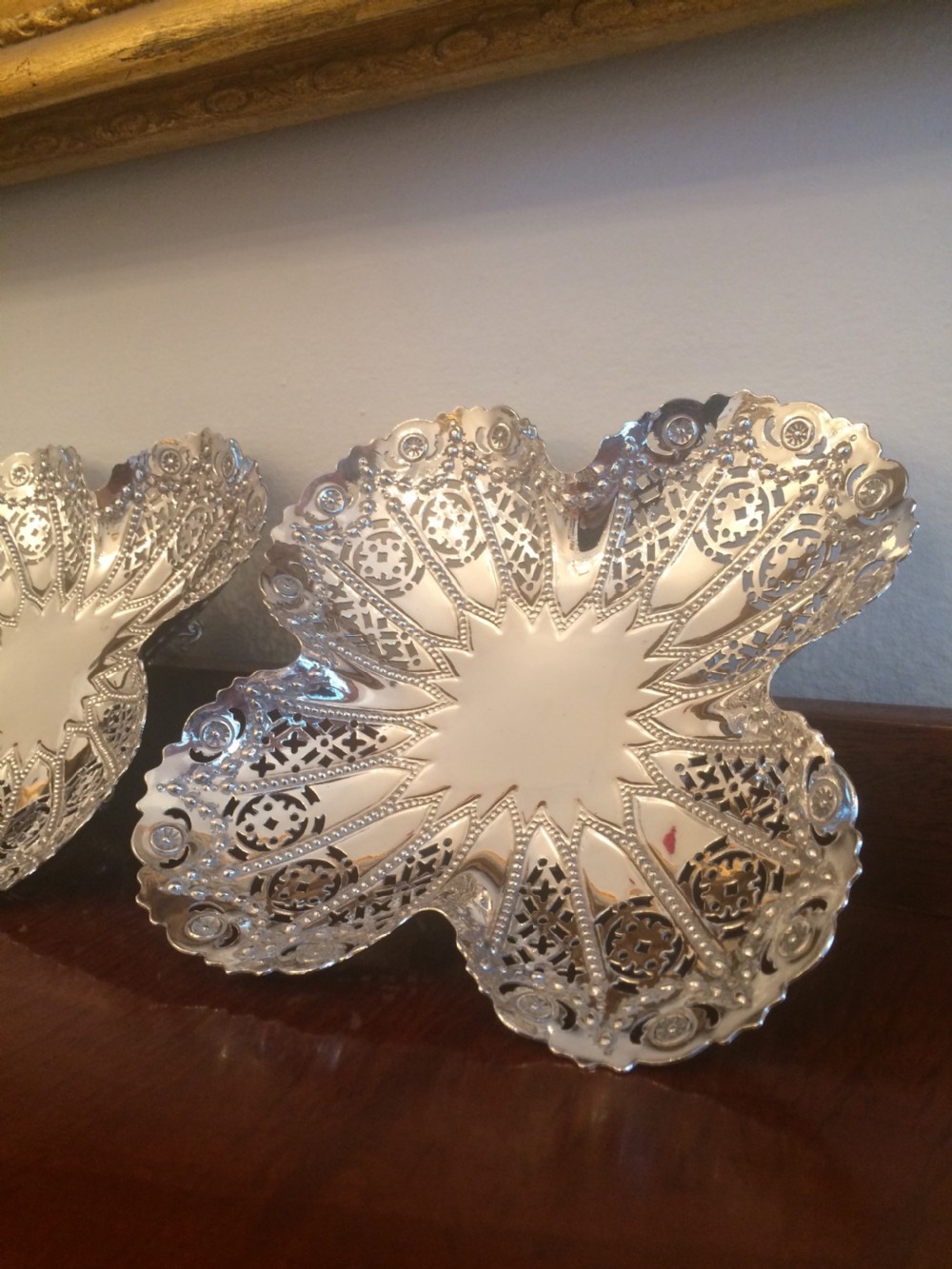 Pair Scottish Victorian Silver Bon Bon Dishes, hallmarked Edinburgh 1898 by Hamilton & Inches View IX