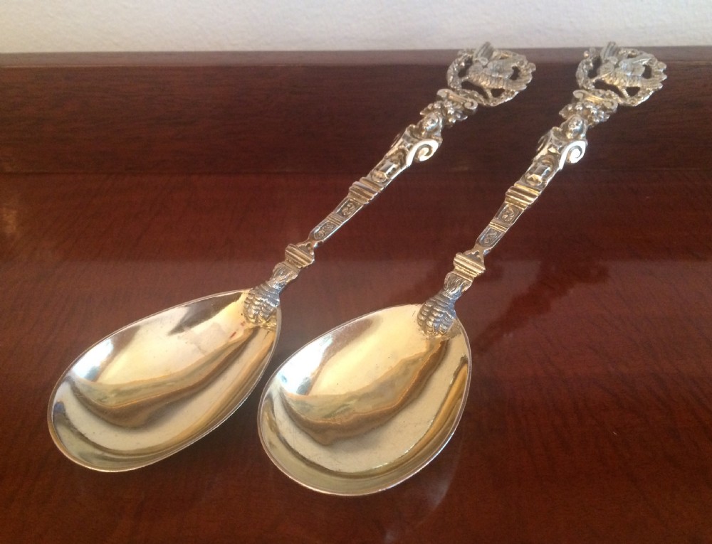 Pair Victorian Silver Gilt Spoons, hallmarked London 1879 View IV