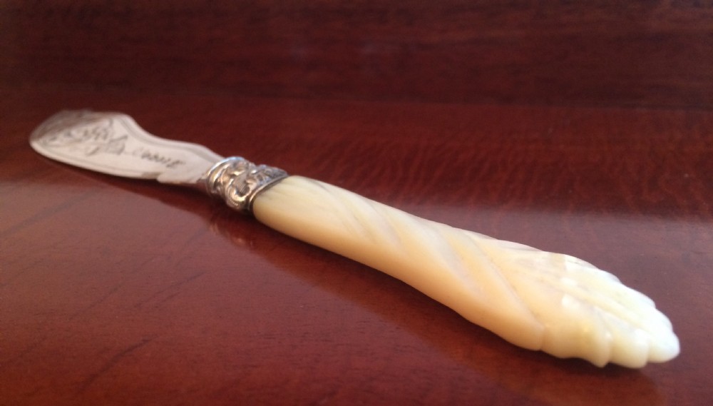 Victorian Silver & Mother of Pearl Butter Knife, 1874 View V