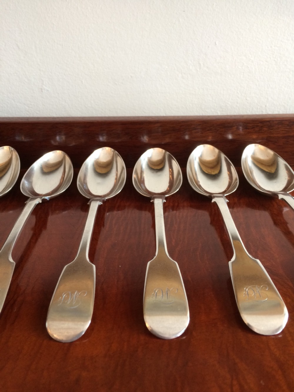Set Six Victorian Silver Dessert Spoons, 1848 View II