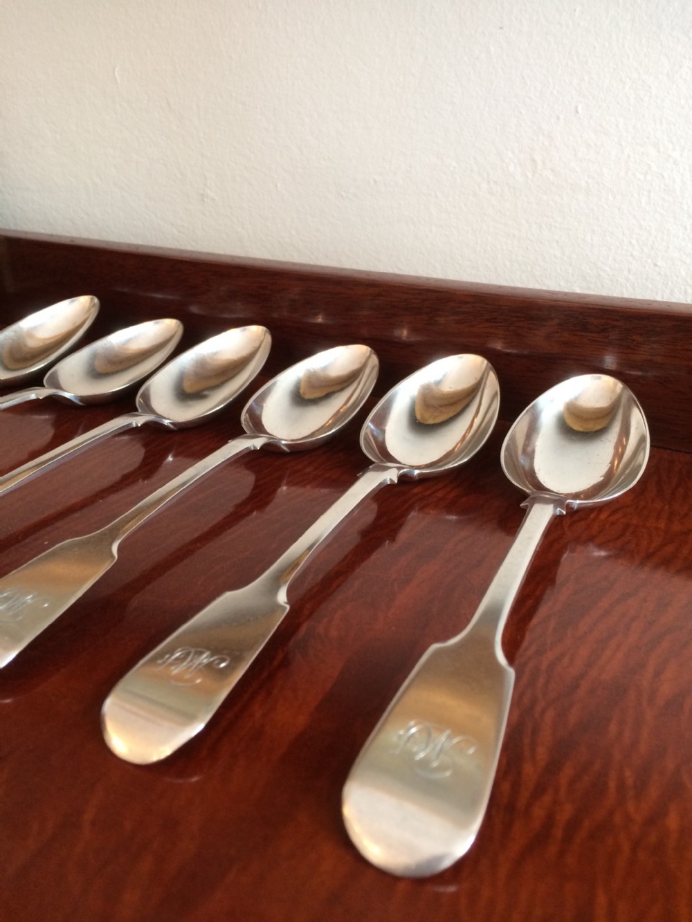 Set Six Victorian Silver Dessert Spoons, 1848 View III
