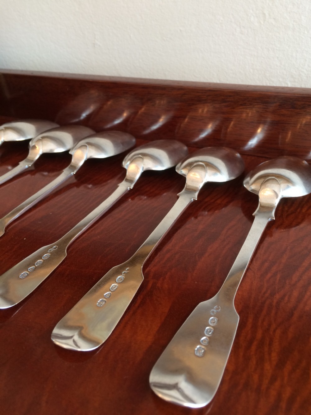 Set Six Victorian Silver Dessert Spoons, 1848 View VII