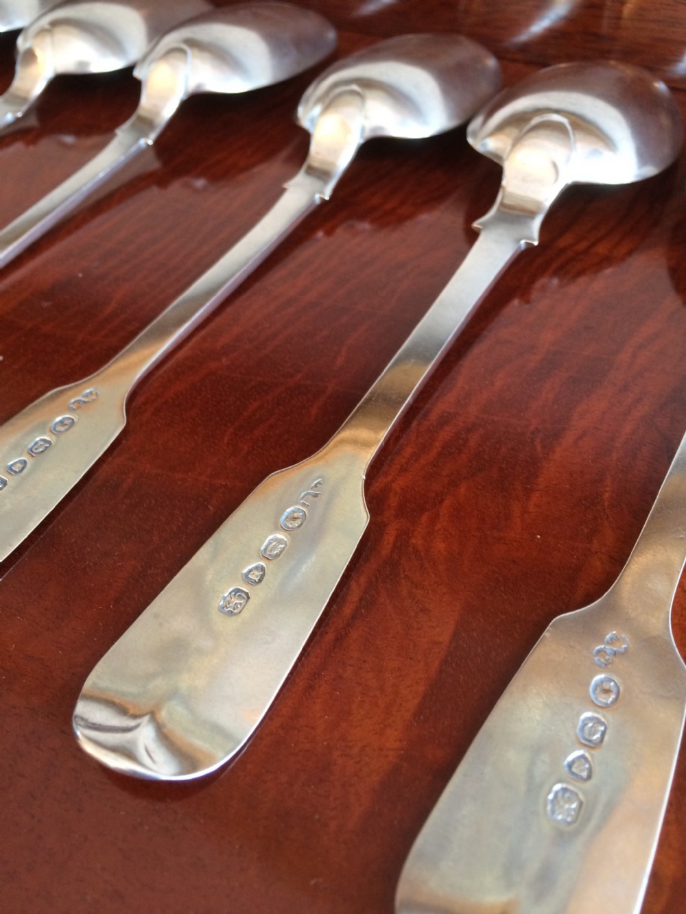 Set Six Victorian Silver Dessert Spoons, 1848 View VIII