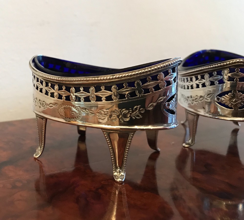 Pair George III Silver Salts, London 1788 View III