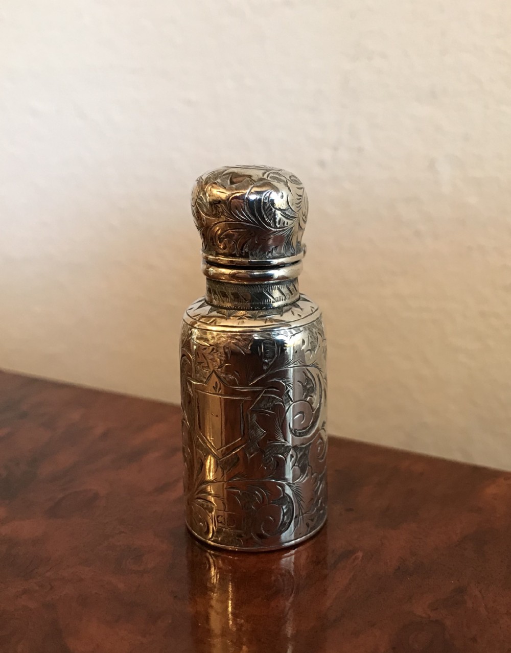 Victorian Silver Scent Bottle, hallmarked Birmingham 1887 by Arthur Wilmore Pennington