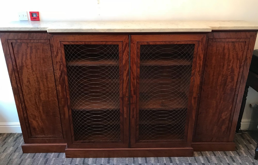 Finest Quality Regency Mahogany & Marble Bookcase credenza
