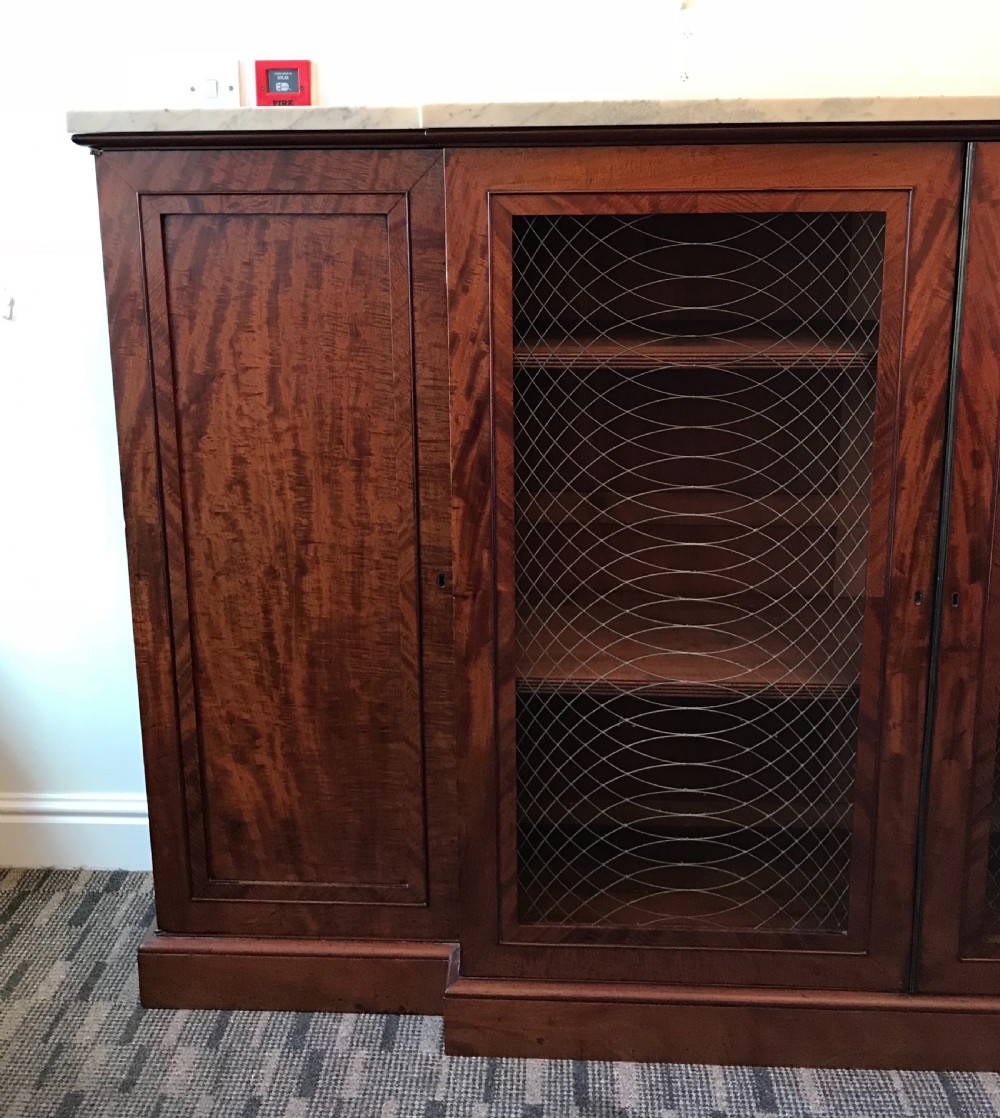 Finest Quality Regency Mahogany & Marble Bookcase credenza View V