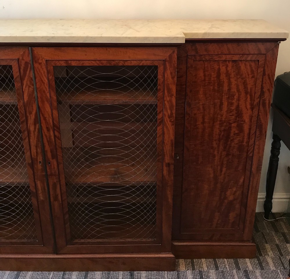 Finest Quality Regency Mahogany & Marble Bookcase credenza View VII