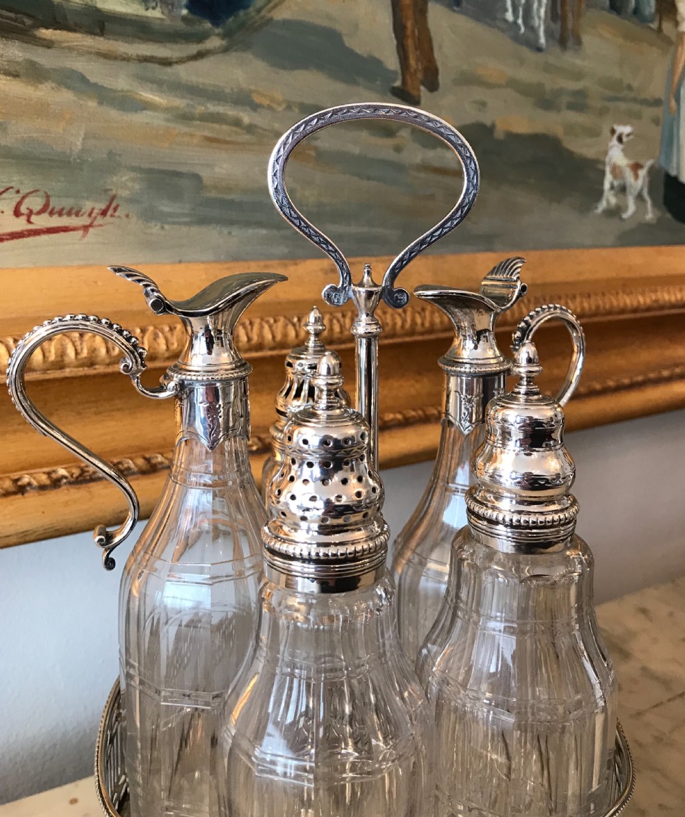 George III solid silver cruet set, hallmarked London 1779 by John Schofield  View III