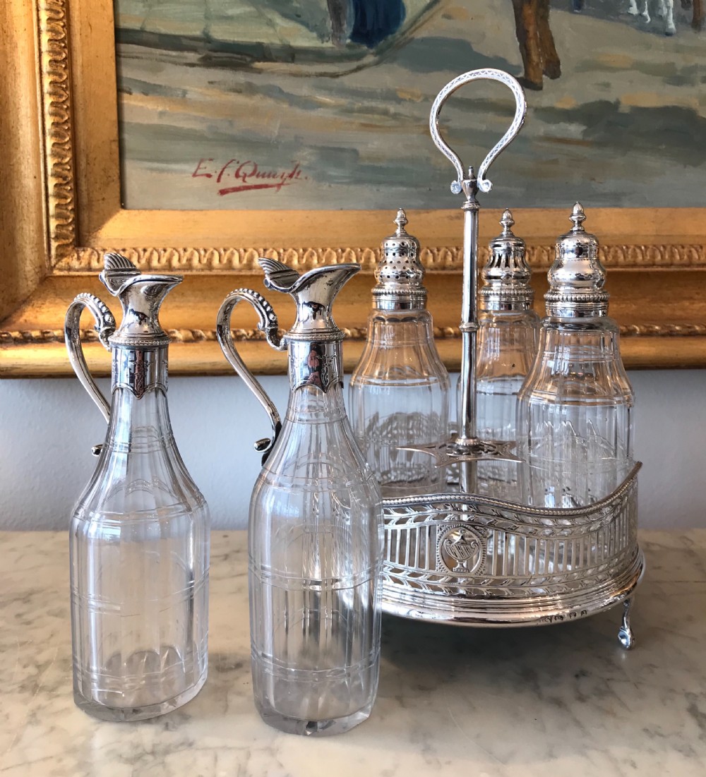 George III solid silver cruet set, hallmarked London 1779 by John Schofield  View VII